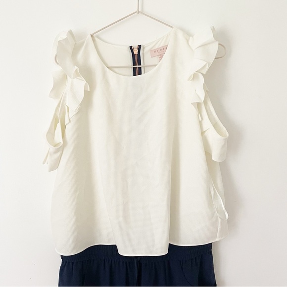 NWOT Ted Baker Cold Shoulder Jumpsuit,
Navy/White Size US 8 - Picture 9 of 16